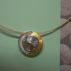 "Yin und Yang" Rauchqarz, 
Silber, Feingold