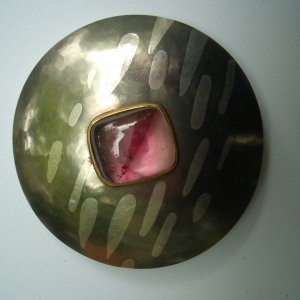 Turmalin, Palladium 500/000, Feinsilber, Gold