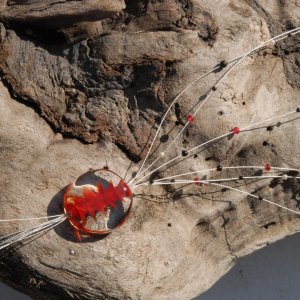 Spinell, Onyx, Perlen,
handgearbeitetes Glas