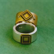 2 Brillanten tw-vs, Keramik, Gold 750/000, Silber